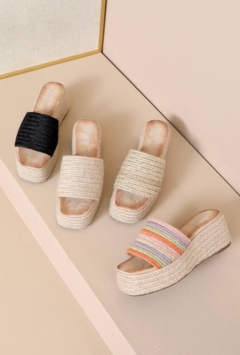 Joia Paris - Wholesale Clogs - Women's - Trendy platform wedge mule in straw JN-726