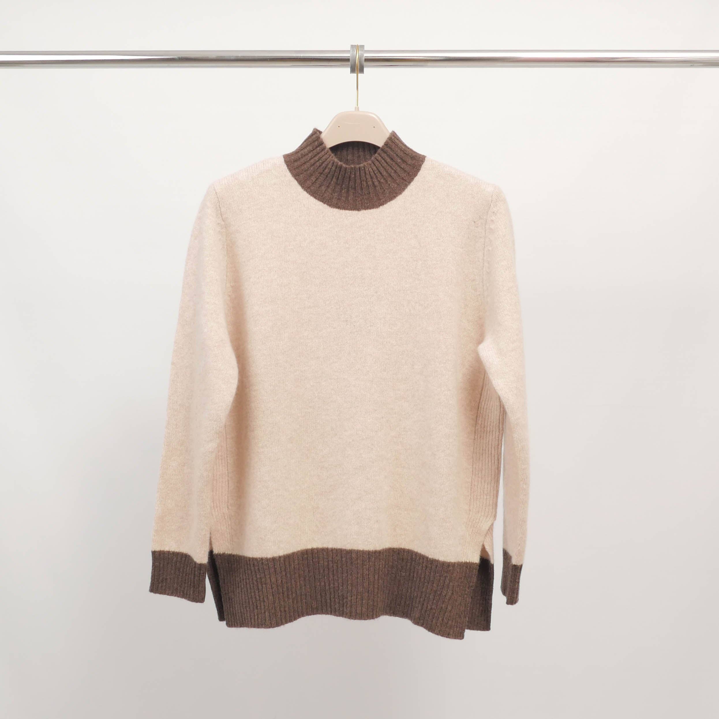 Cecile Wang - Wholesale Knit Sweater - Women's - Two-tone wool sweater with high collar HYL181124