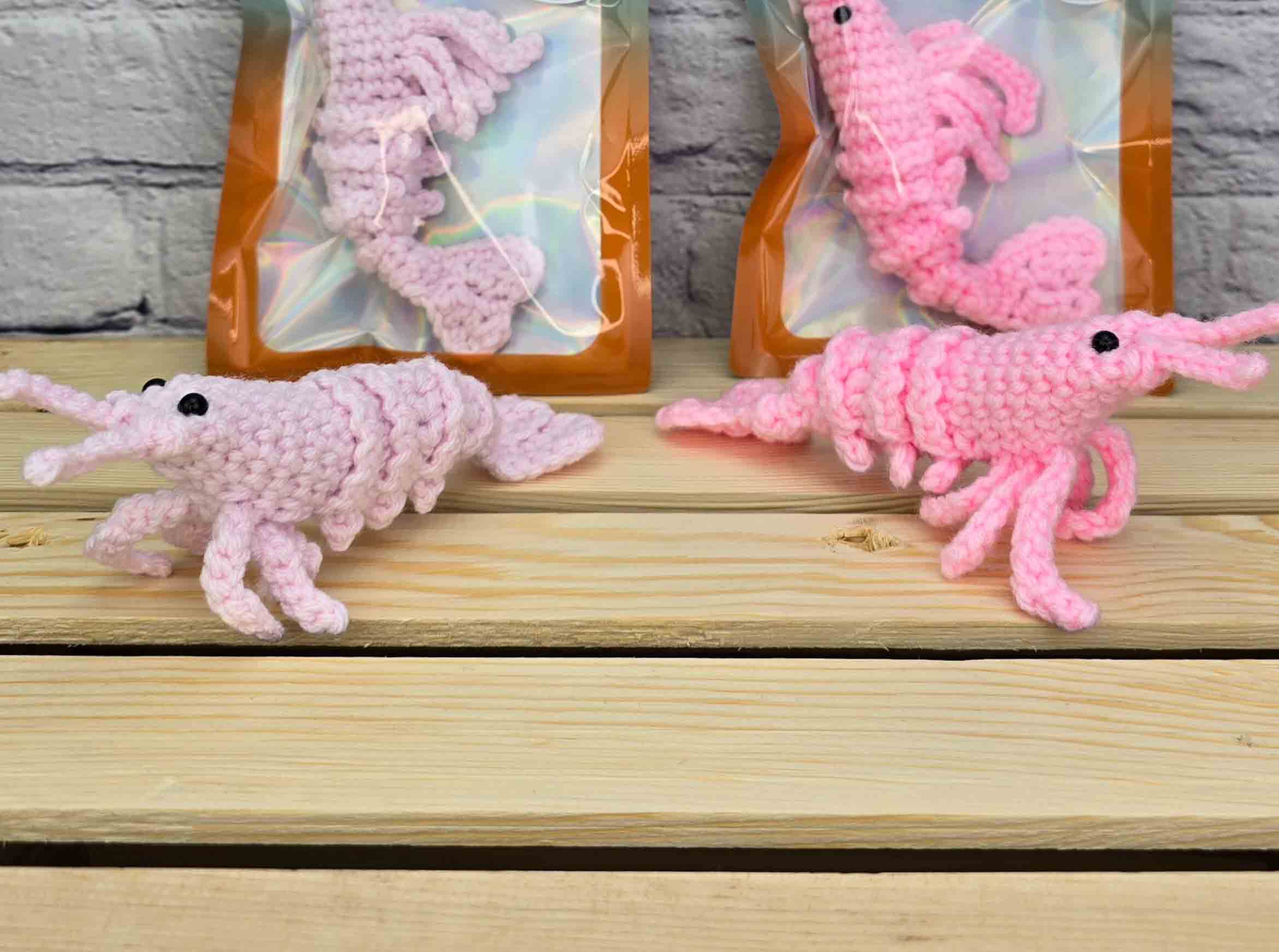 TOMOPOD LLC - Wholesale Car Decorative Charm - Women's - Crochet Cute Shrimp, Handmade Stuffed Prawn,Amigurumi Shrimp8