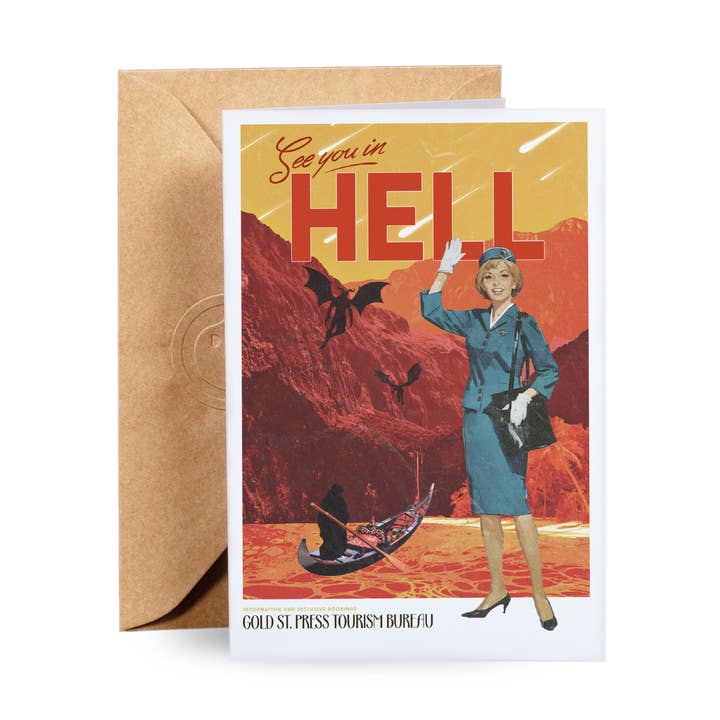 See You In Hell Greeting Card for wholesale by Gold St. Press
