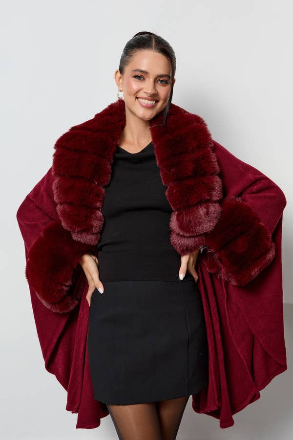 SAACHI – Engroshandel Kimono - Dame – Faux fur fest kimono jakke4