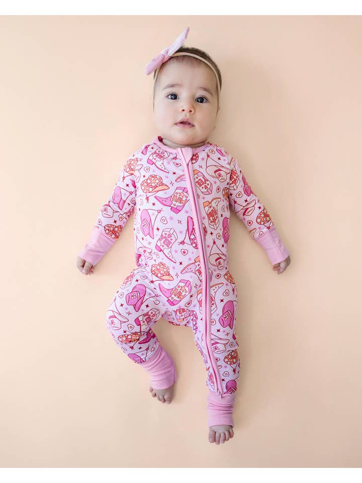 Lucky Panda Kids - Wholesale Jumpsuit - Baby - Bamboo Zip Romper | Cowgirl