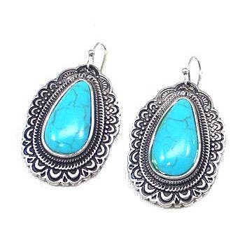 Boucles d'oreilles pendantes en forme de goutte turquoise Western Western pour la vente par Snowing West