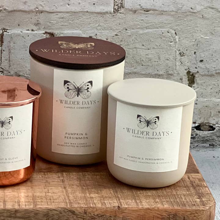 Pumpkin & Persimmon X Wood Wick Soy Candle for wholesale by Wilder Days Candle Company