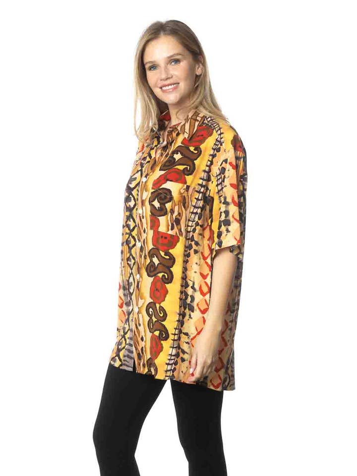Tianello TENCEL™ Men's \ Womens print "Samba" S.S. Camp Shirt - Unisex (Copy) for wholesale by Tianello
