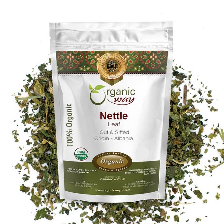 Folha de Urtiga Picada e Peneirada (Urtica dioica) Chá de Ervas - Colheita Selvagem Europeia | Certificado Kosher | Vegan, Não OGM & Sem Glúten | Certificado USDA | Origem - Albânia por atacado de Organic Way LLC
