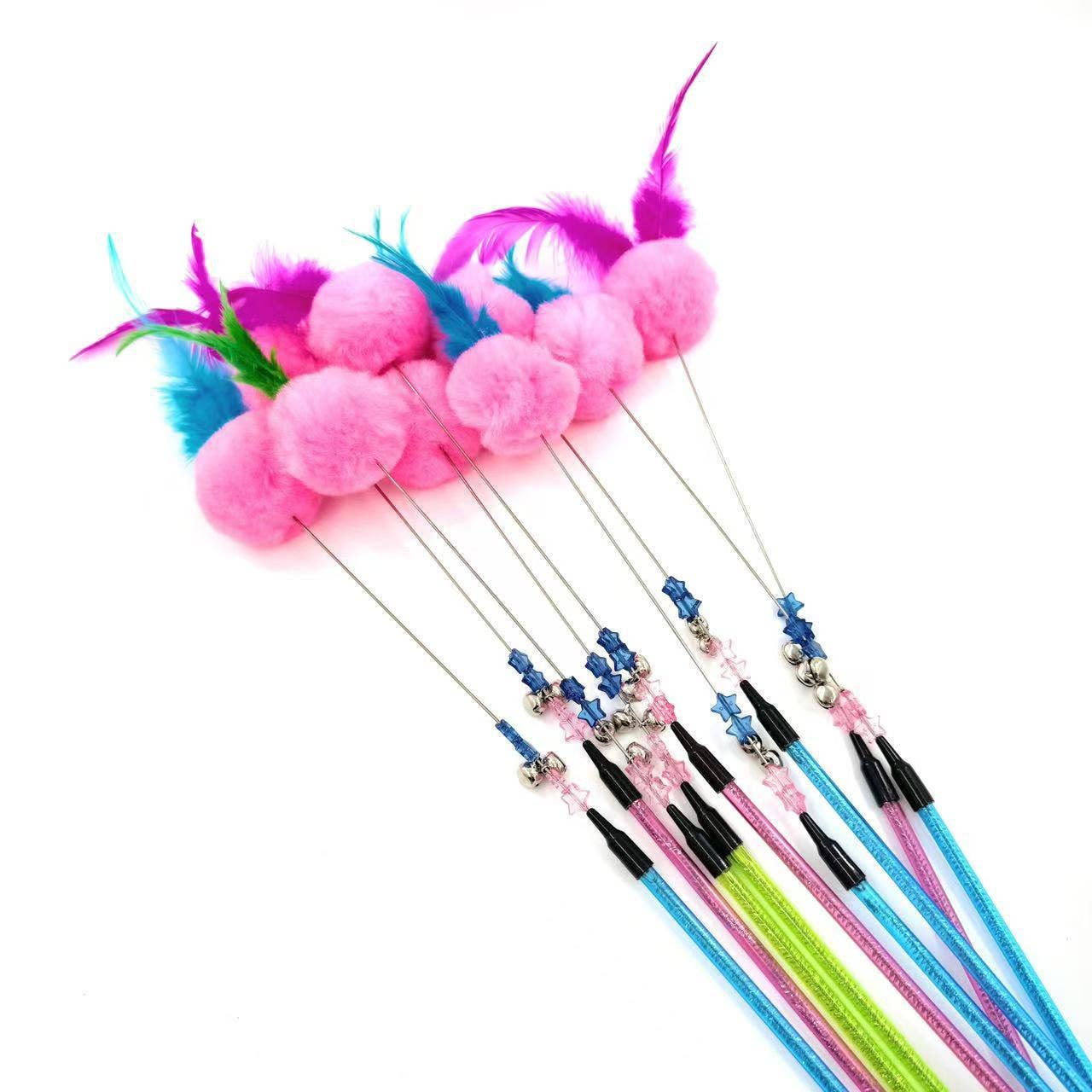 Cheerhunting – wholesale Pet toy – Cat – Moo - Pom-Pom Feather Cat Teaser Stick3