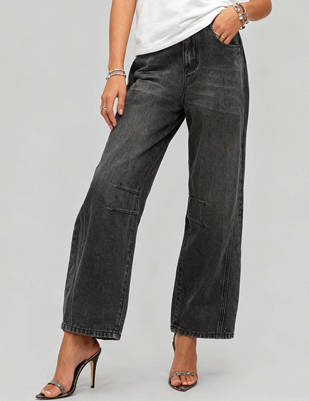 Sweetkama – Engroshandel Jeans - Dame – Damejeans med høj talje og vide ben i tøndeform, Barrel Denim SKP52232