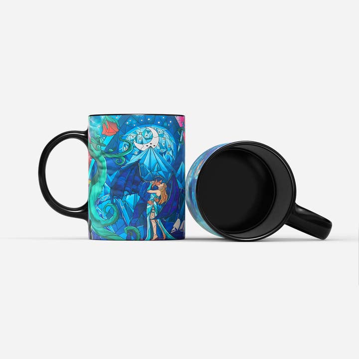 Black Feyre & Rhysand Stained Glass Mug for wholesale by MagicMerchEmporium