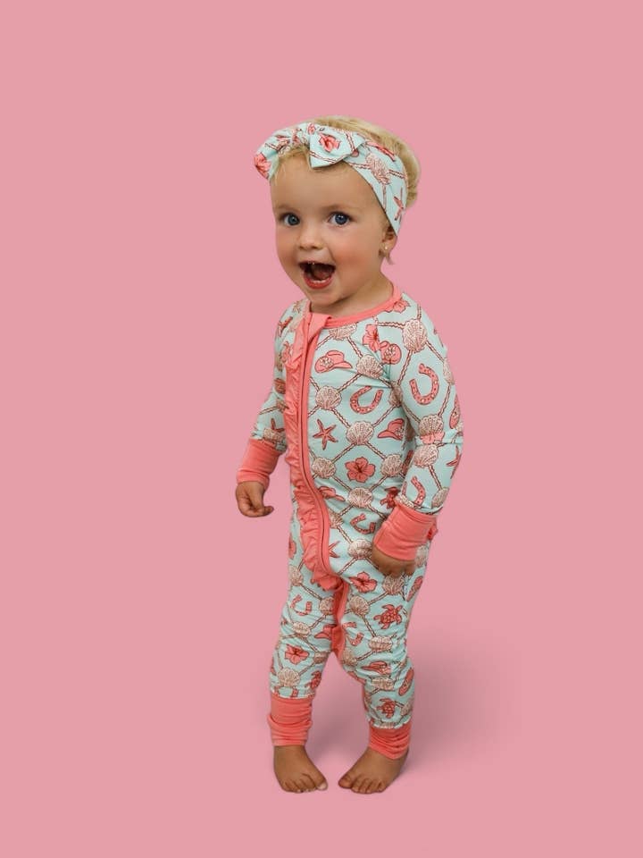 COASTAL COWGIRL DREAM RUFFLE ROMPER for wholesale by Dream Big Little Co.
