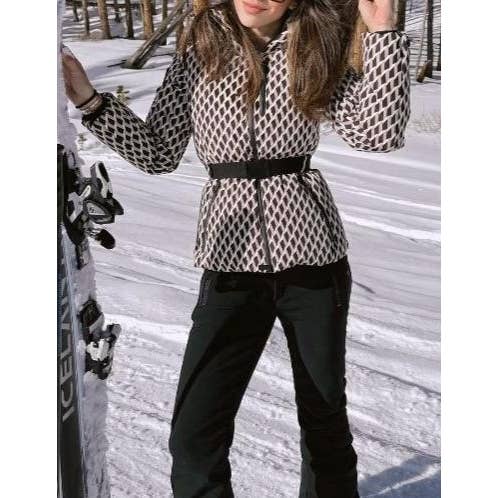 Rosa Clothing - Wholesale Coat - Women's - Printed hooded ski padded quilted jacket with belt12