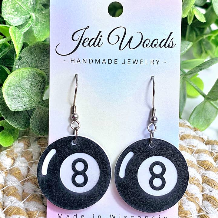 Jedi Woods LLC - Wholesale Dangle Earrings - Magic 8 Ball Earrings