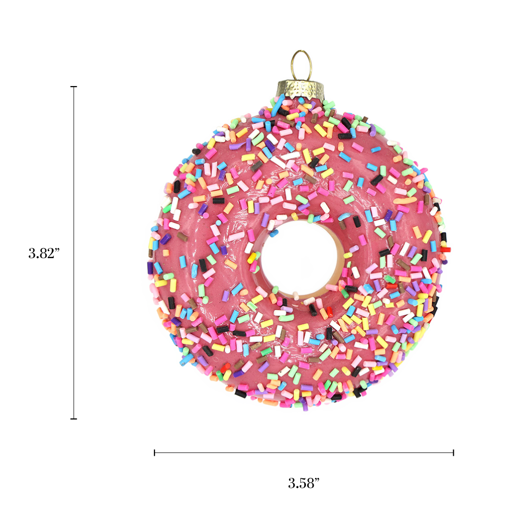 Chive - Wholesale Ornament - Pink Sprinkles Donut, Novelty Glass Dessert Holiday Ornament3