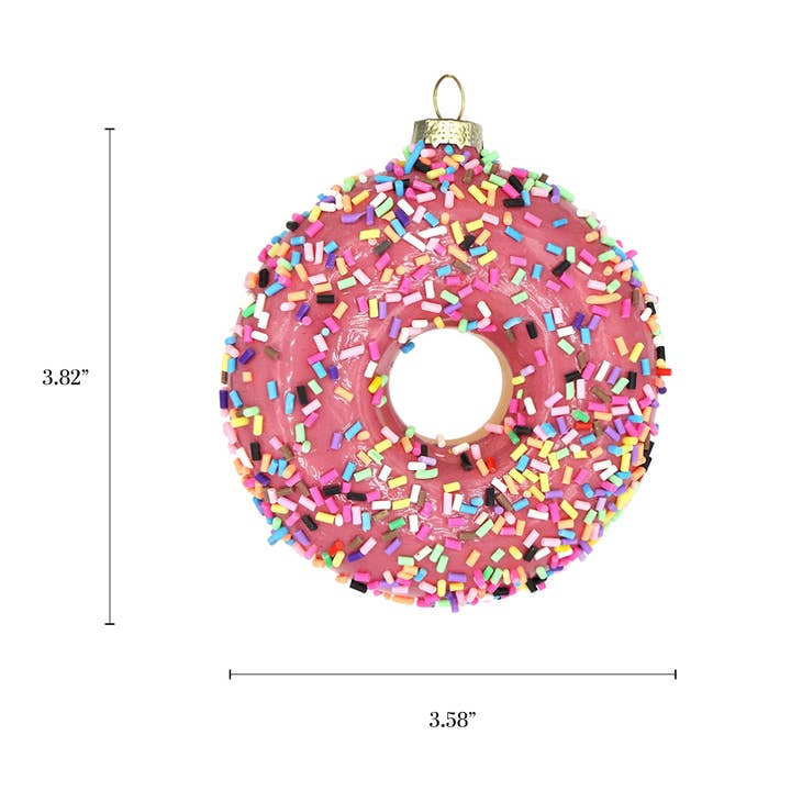 Chive - Wholesale Ornament - Pink Sprinkles Donut, Novelty Glass Dessert Holiday Ornament3
