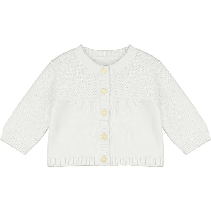 Cypress White Knit Baby Cardigan for wholesale by Emile Et Rose
