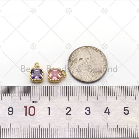 BestBeads&Beyond - Wholesale Individual Charm/Pendant - Big CZ Micro Pave Square Shape Pendant, 18K Gold Filled Square Charm, Necklace Bracelet Charm Pendant,Sku#LK520