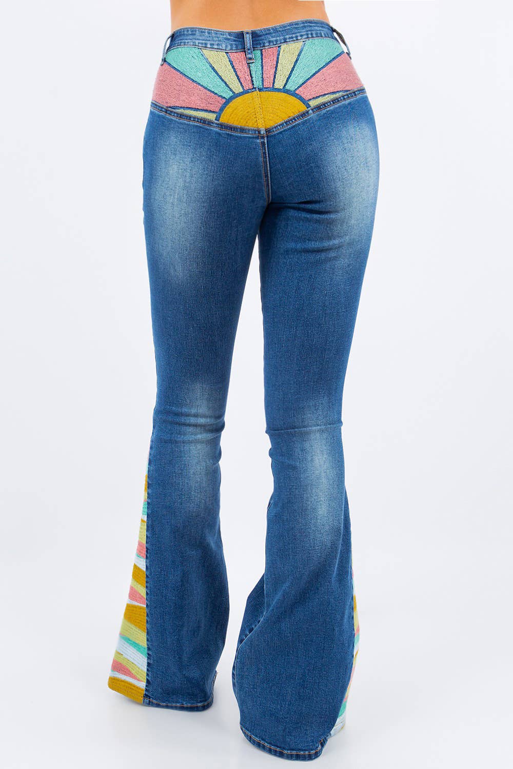WISTERIA LANE - Wholesale Jeans - Women's - SUNRISE EMBROIDERY BOOTCUT BELLBOTTOM JEANS - 2345 10