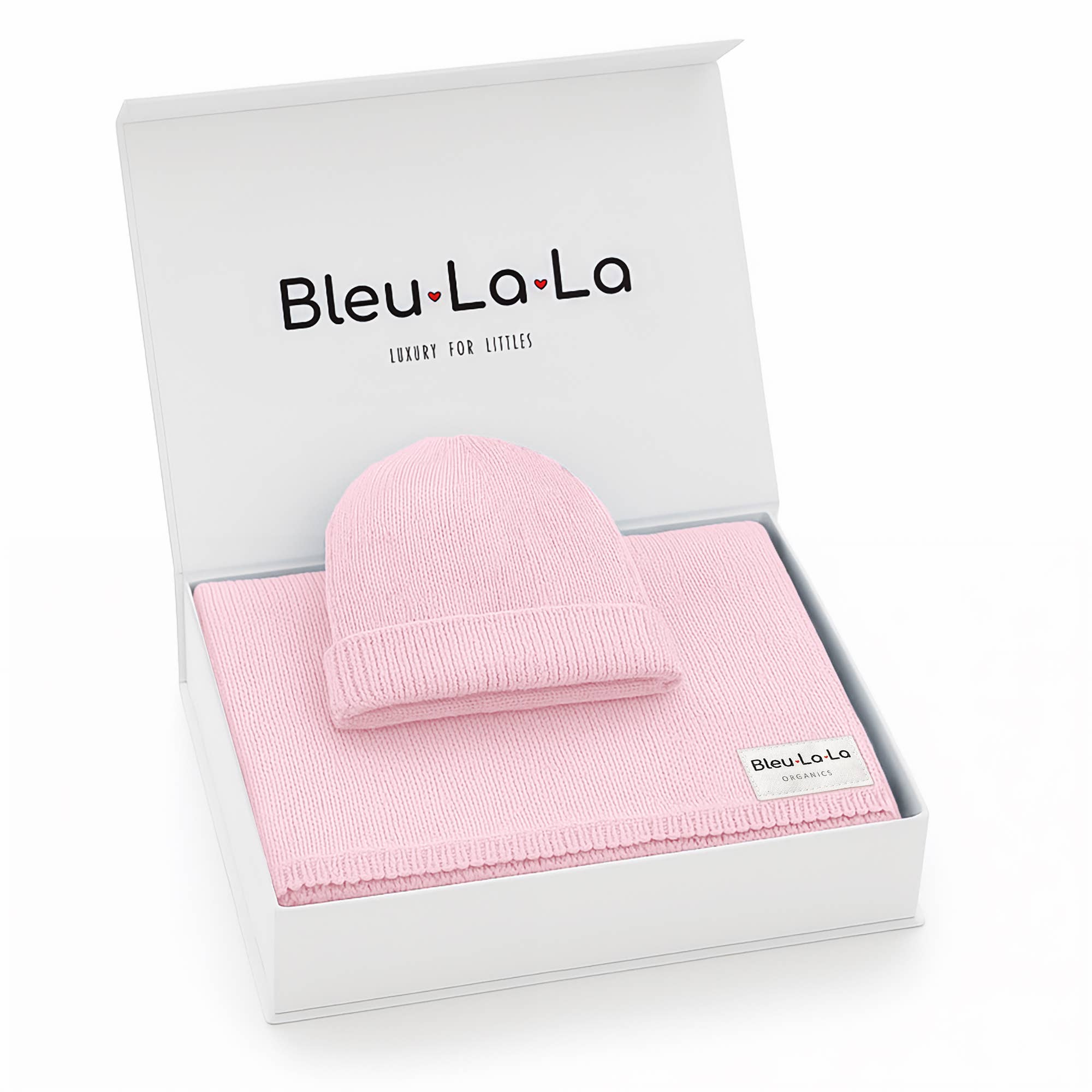 Bleu La La - Wholesale Bedding Blanket - Kids & Baby - Luxe - 100% Organic Cotton Knit Blanket + Hat Boxed Gift Set19