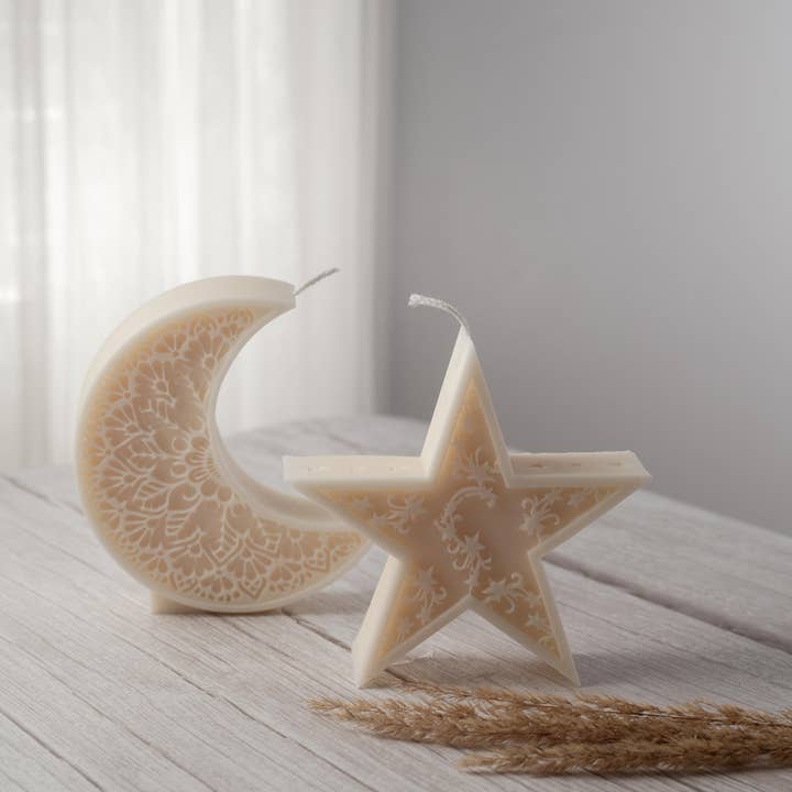 Allure CA - Wholesale Novelty Candle - Mandala Crescent Moon & Star Candle | Aesthetic Decoration