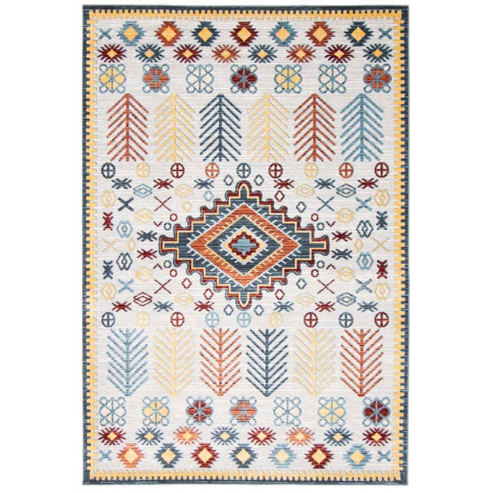 Ivory Aqua Gypsy Grey Area Rug for wholesale on Faire