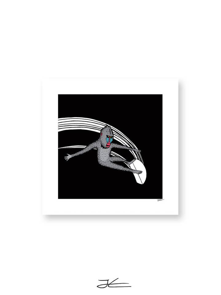 Surfing Mandrill - Impression encadrée pour la vente par Jonas Claesson