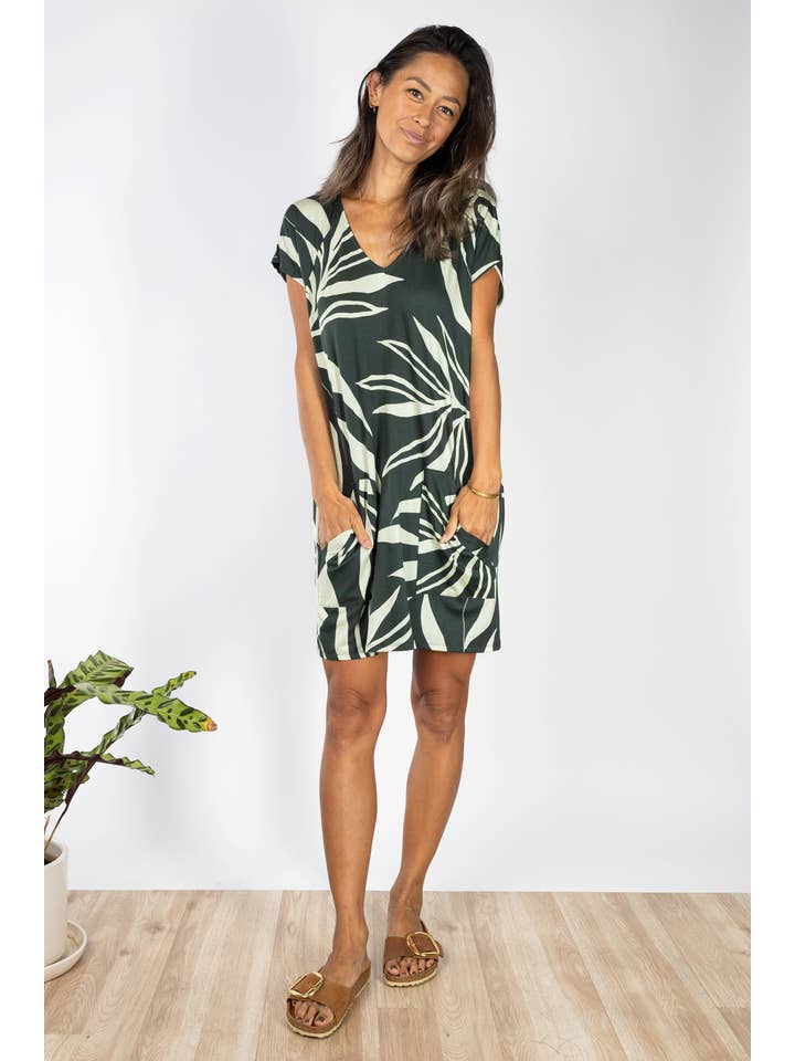 Ten Tomorrow - Wholesale Dress - Women's - Dawn V-Neck Dress (Maile Forest)