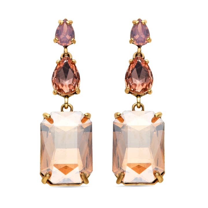 Boucles d'oreilles en cristal multicolore finies en or jaune 18k - Kiop pour la vente par Luxenter