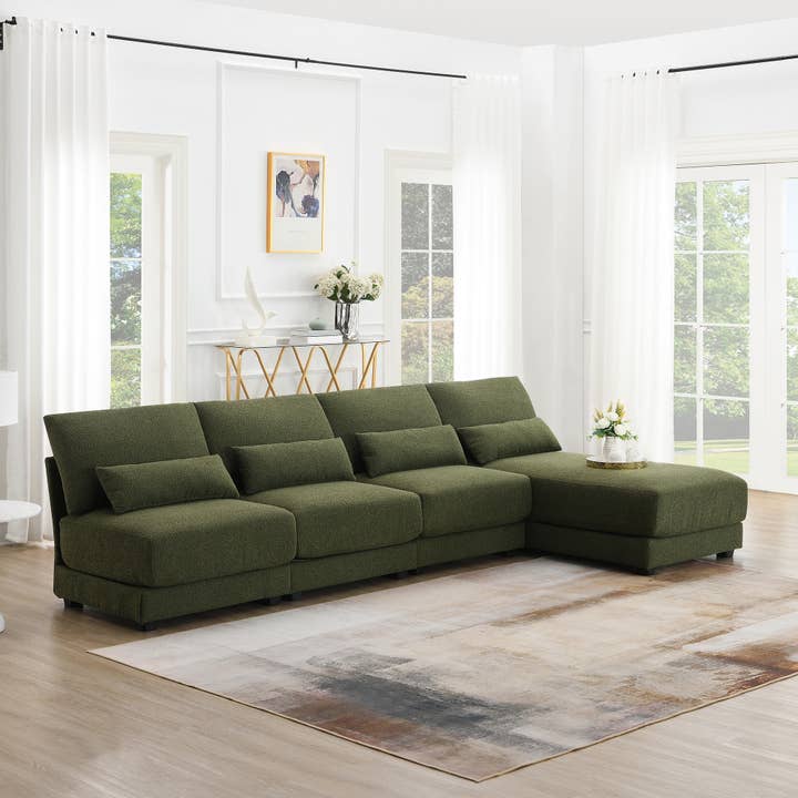 Green Oversized Sectional Sofa with Reversible Chaise and L-shape for wholesale on Faire