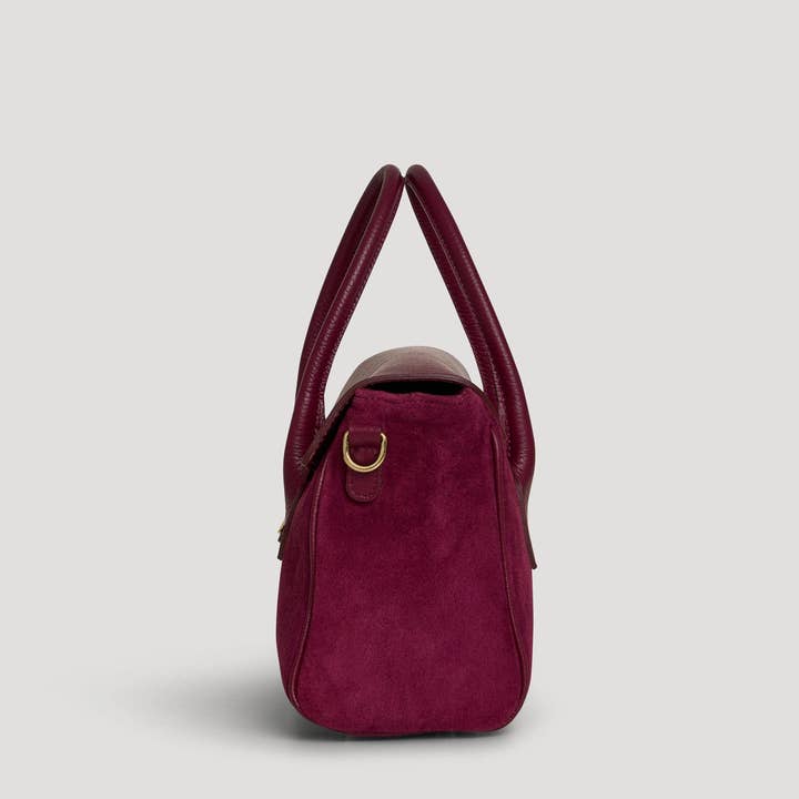 Prestige Milano - Wholesale Tote Bag - Women's - Cécile Bag in Burgundy Suede and Dollar Leather2