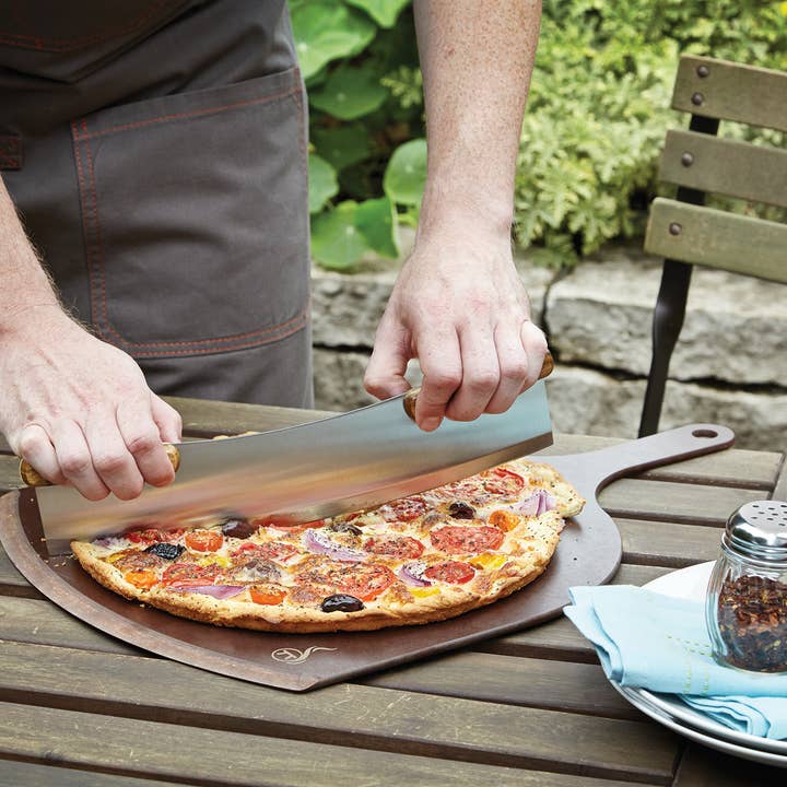 Fox Run Brands - Wholesale Pizza wheel - Outset Acacia Pizza Cutter, Stainless Steel, 13" Blade1