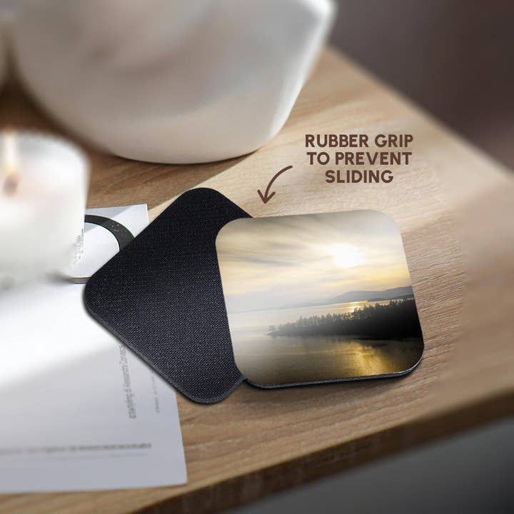 3dRose - Wholesale Coasters - 3dRose, WA. Winter sunset on Samish Bay, Lummi Island, Bellingham Bay., Coaster10