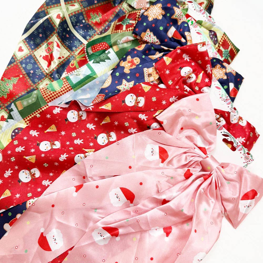 MIX COLOR Christmas Printe Satin Hair Bow Clip for wholesale on Faire0