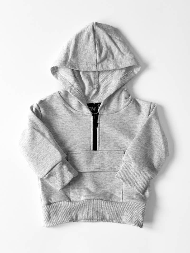 HEATHER GRAY • HALF ZIP HOODIE for wholesale by Smiley Daze