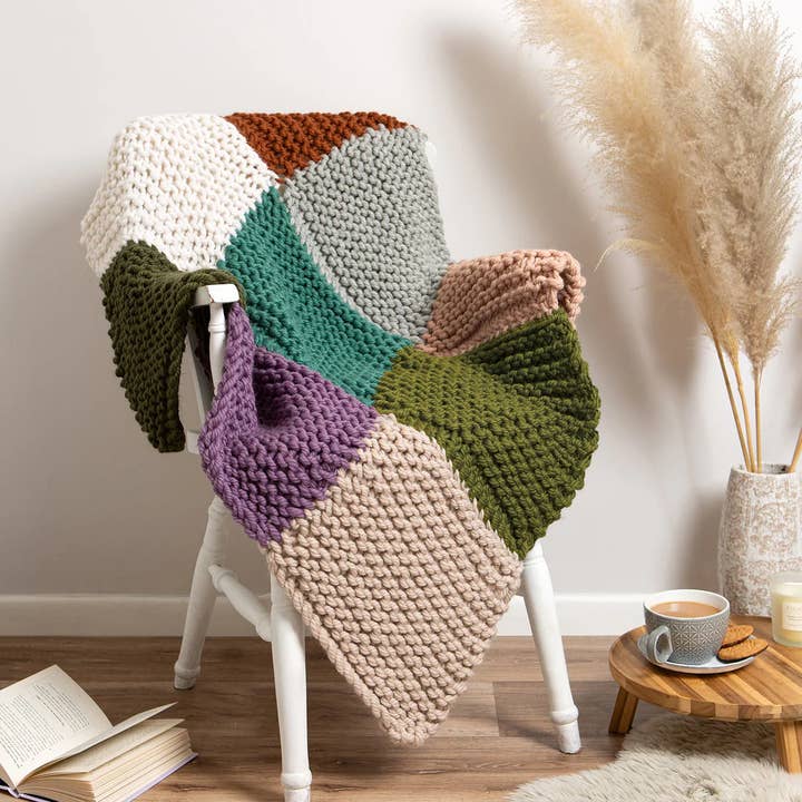 Wool Couture Company - Wholesale DIY craft kit - Chunky Check Blanket Beginner Knitting Kit