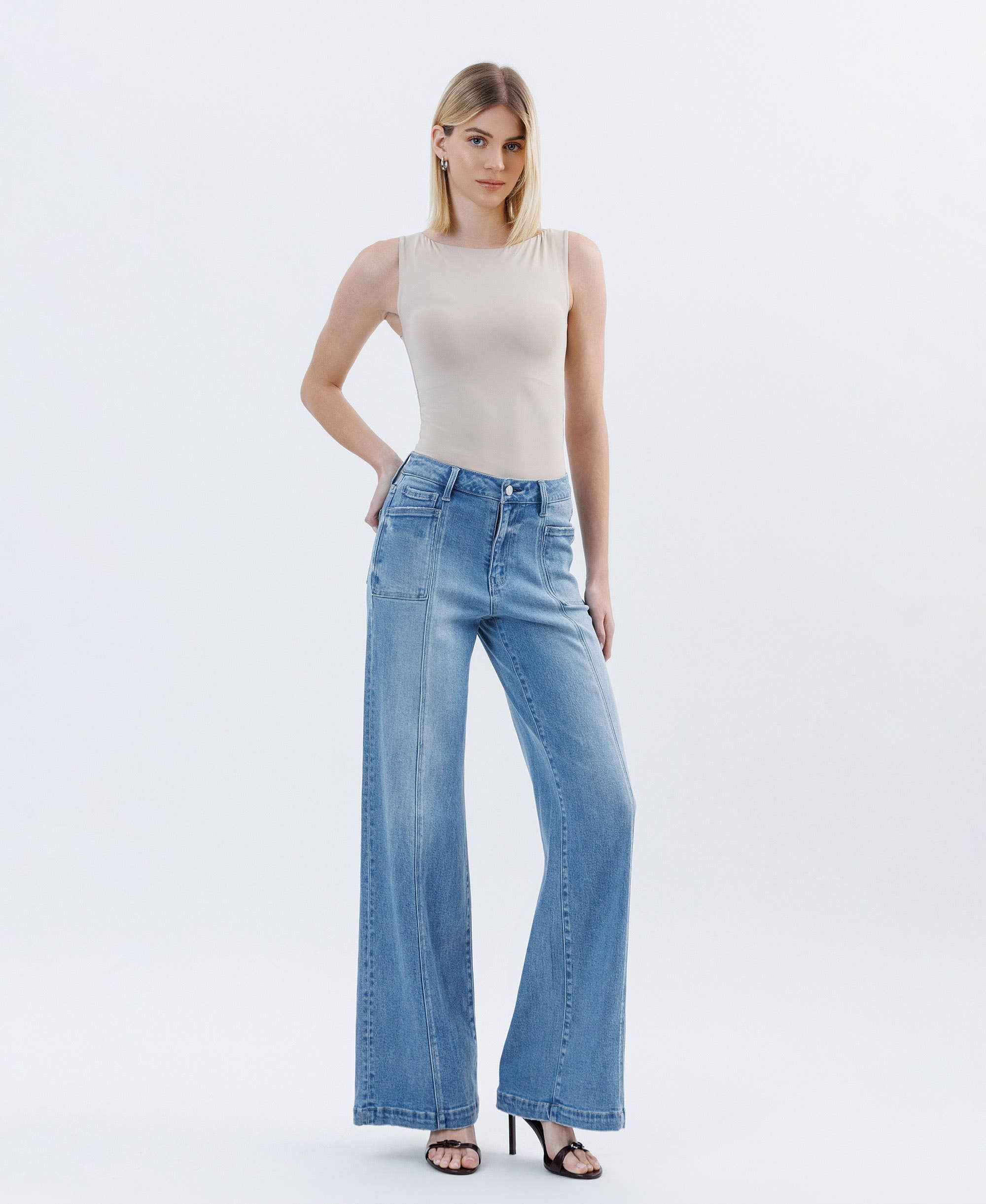 HOLLY HIGH RISE FULL LENGTH EXTREME WIDE LEG JEANS LV1702 for wholesale on Faire4