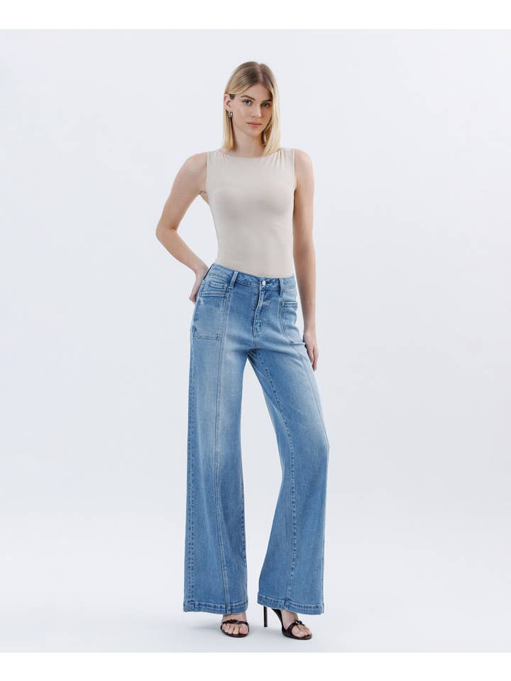 HOLLY HIGH RISE FULL LENGTH EXTREME WIDE LEG JEANS LV1702 for wholesale on Faire4