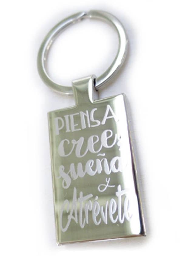 Chaveiro de aço retangular com desenhos felizes. por atacado de Happypulseras