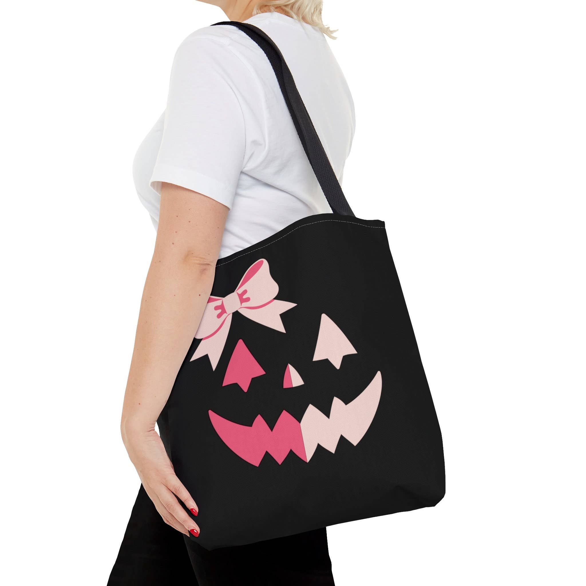 T O T A L I Z A D O R E S - Wholesale Tote Bag - Women's - Pink Pumpkin Halloween Tote Bag Trick or Treat Candy Bag8