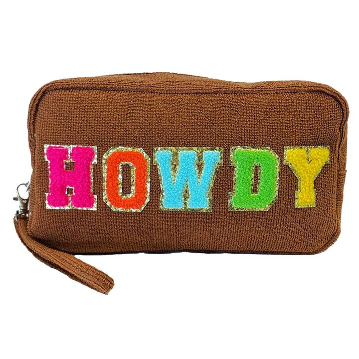 TC-1355 Terry Cloth Cosmetic Bag Howdy for wholesale by Girlie Girl Originals