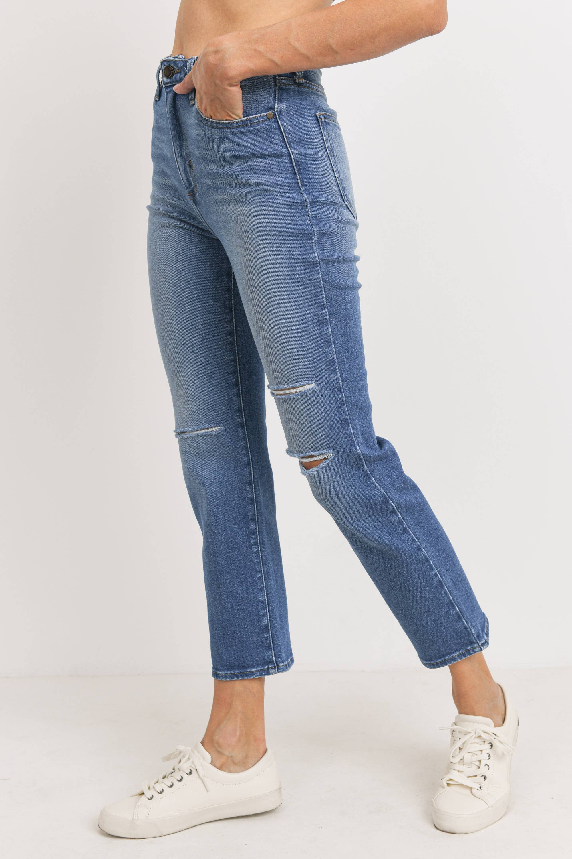 JUST BLACK DENIM - Wholesale Jeans - Women's - BP341J - MED - Straight Leg W/ Knee Slits3