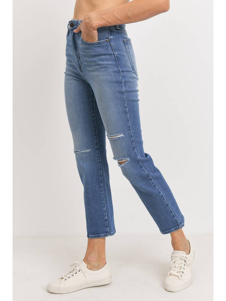 JUST BLACK DENIM - Wholesale Jeans - Women's - BP341J - MED - Straight Leg W/ Knee Slits3