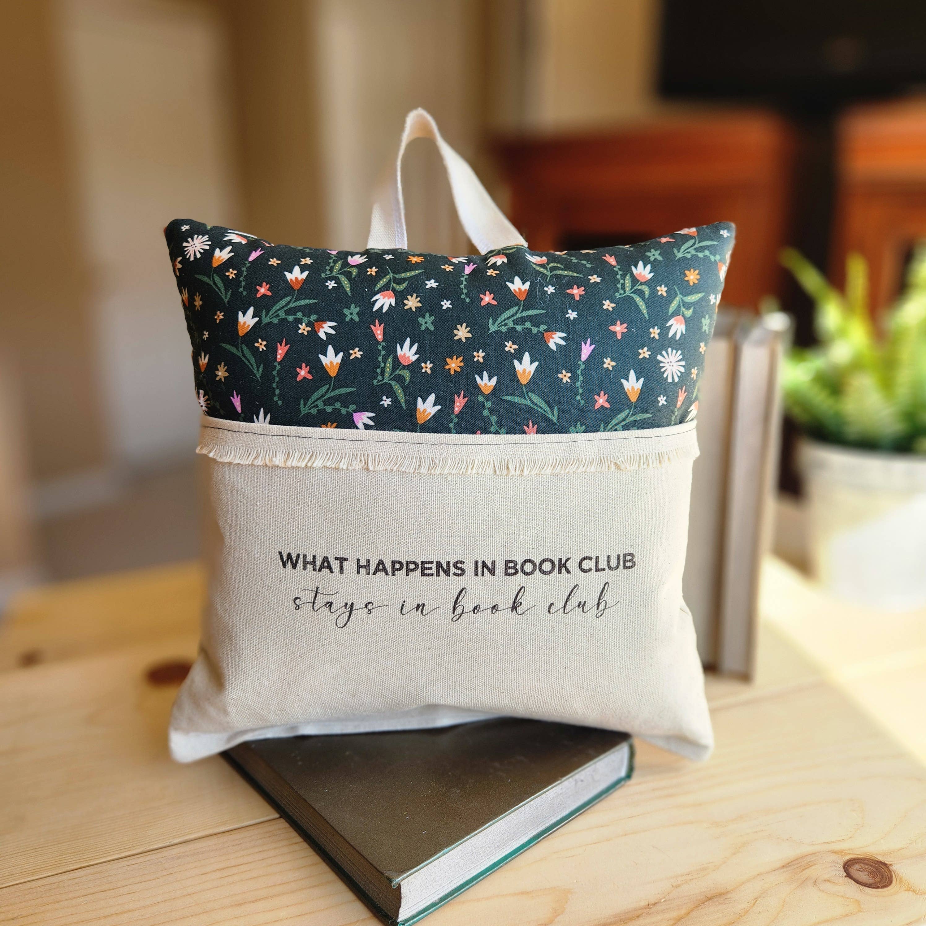 Desmond Brown - Wholesale Travel Pillow - What Happens at Book Club..., Reading Pillow, tiny flowers4