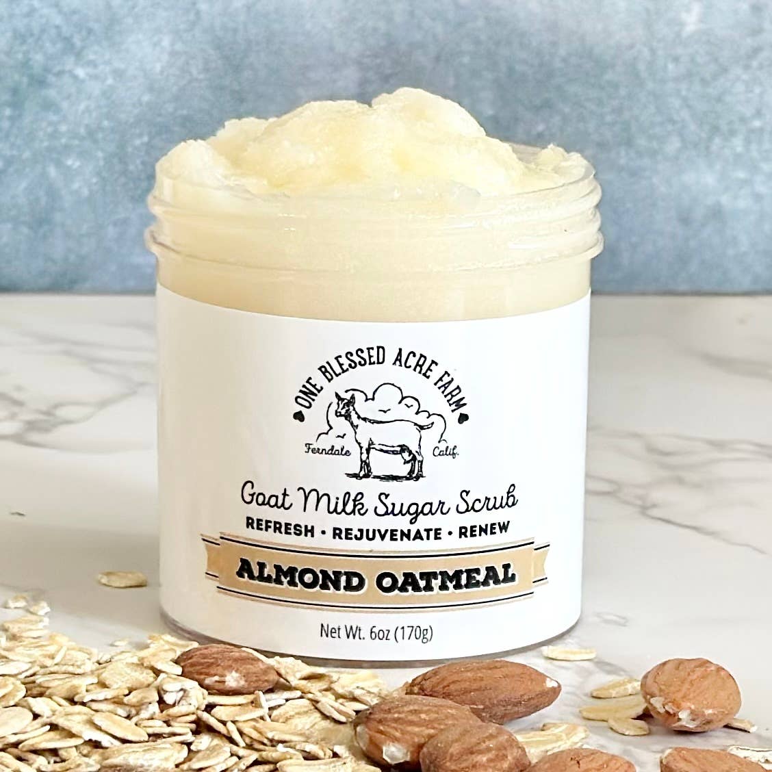One Blessed Acre Farm - Vente Gommage/exfoliant pour le corps - Gommage au sucre au lait de chèvre émulsifié à l'avoine et aux amandes3