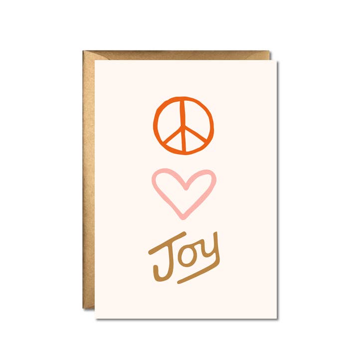 Peace, Love, Joy Holiday Greeting Card for wholesale by Yonder Goods