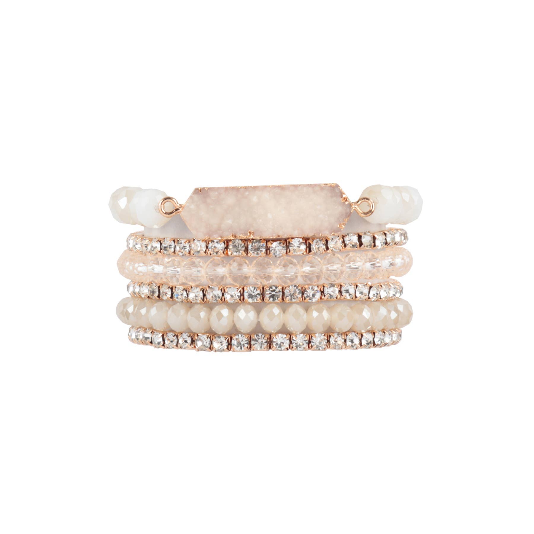 MYS Wholesale Inc - Wholesale Jewelry Set - Druzy Rhinestone Rondelle Beads Mix Stackable Bracelet Set6