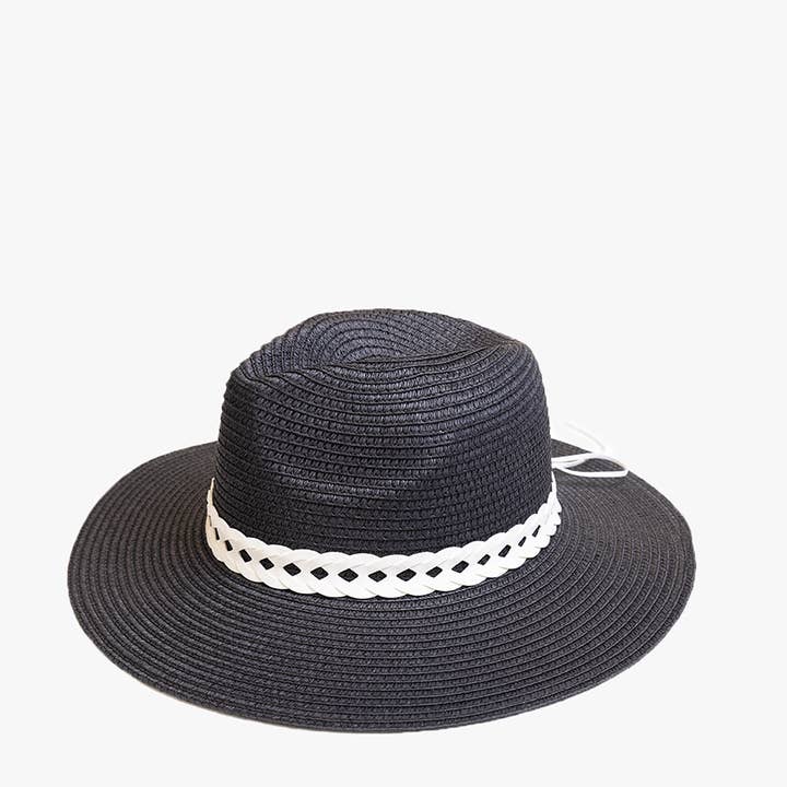 Jen & Co. - Wholesale Straw Hat - Women's - *SALE* HAT2497 Mary Straw Fedora w/ Leather Chain Band