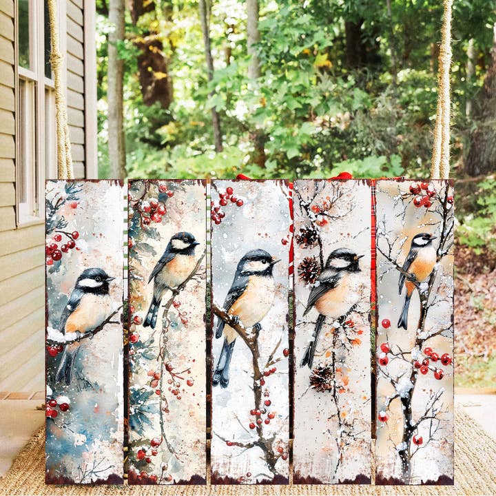 TX USA Corporation - Wholesale Outdoor Sign - 36in Chickadee Christmas Porch Sign - Holiday Entryway Decor, Christmas Front Door Board, Outdoor Porch Decor | 5 Patterns, Wood, UV Print