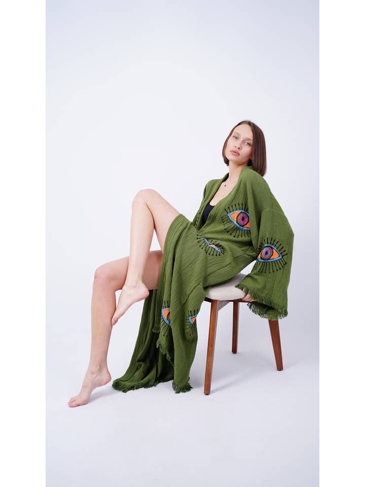Bodho – Kimono - Mulher por atacado – Artesanal Evil Eye Festival de Boho Kimono, Boho Beachwear4