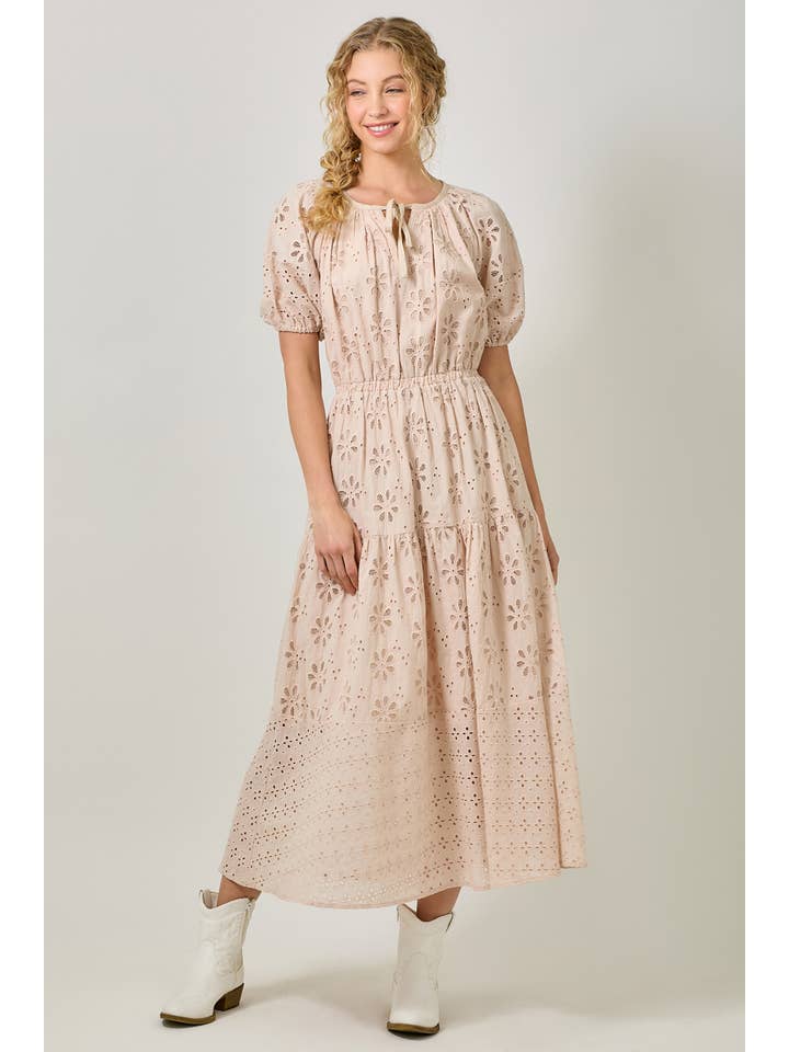 Mystree - Wholesale Dress - Women's - 61037 Puff Sleeve Tiered Eyelet Dress19