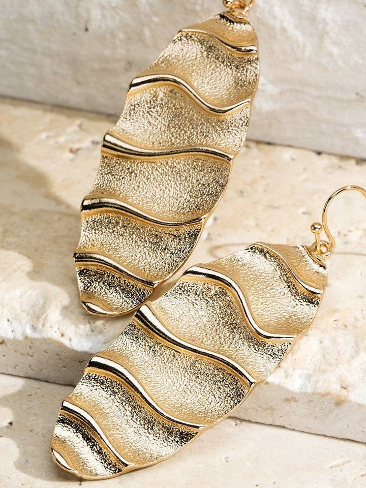 Wave Bar Oval Fish Hook Dangle Earrings for wholesale by The Steven Wick Company